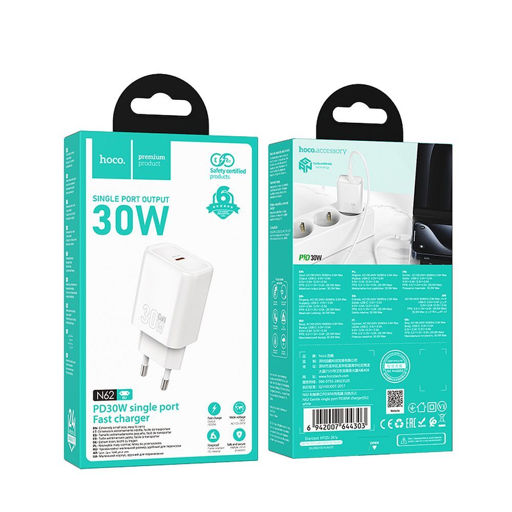 HOCO wall charger Type C PD QC 30W N62 white
