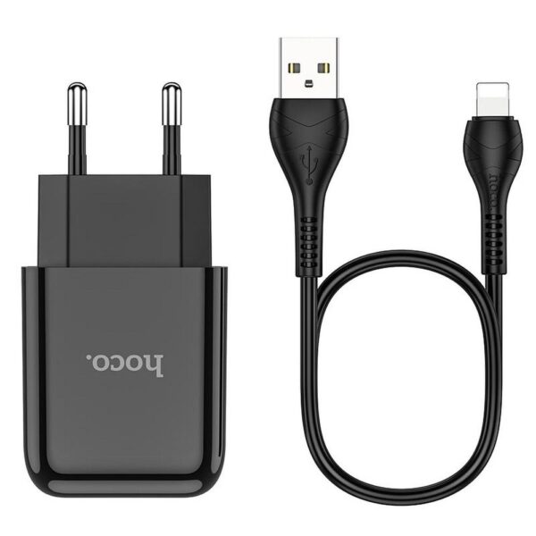 HOCO travel charger USB A + cable USB A to Lightning 2.1A N2 black