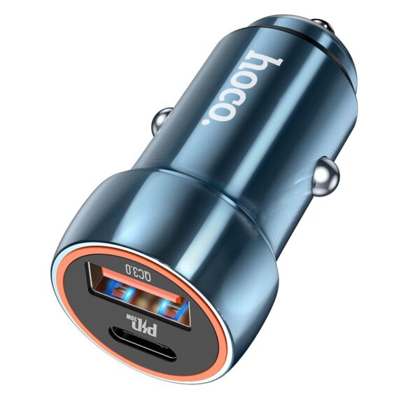 HOCO car charger USB A + Type C PD QC3.0 3A 20W Z46A sapphire blue