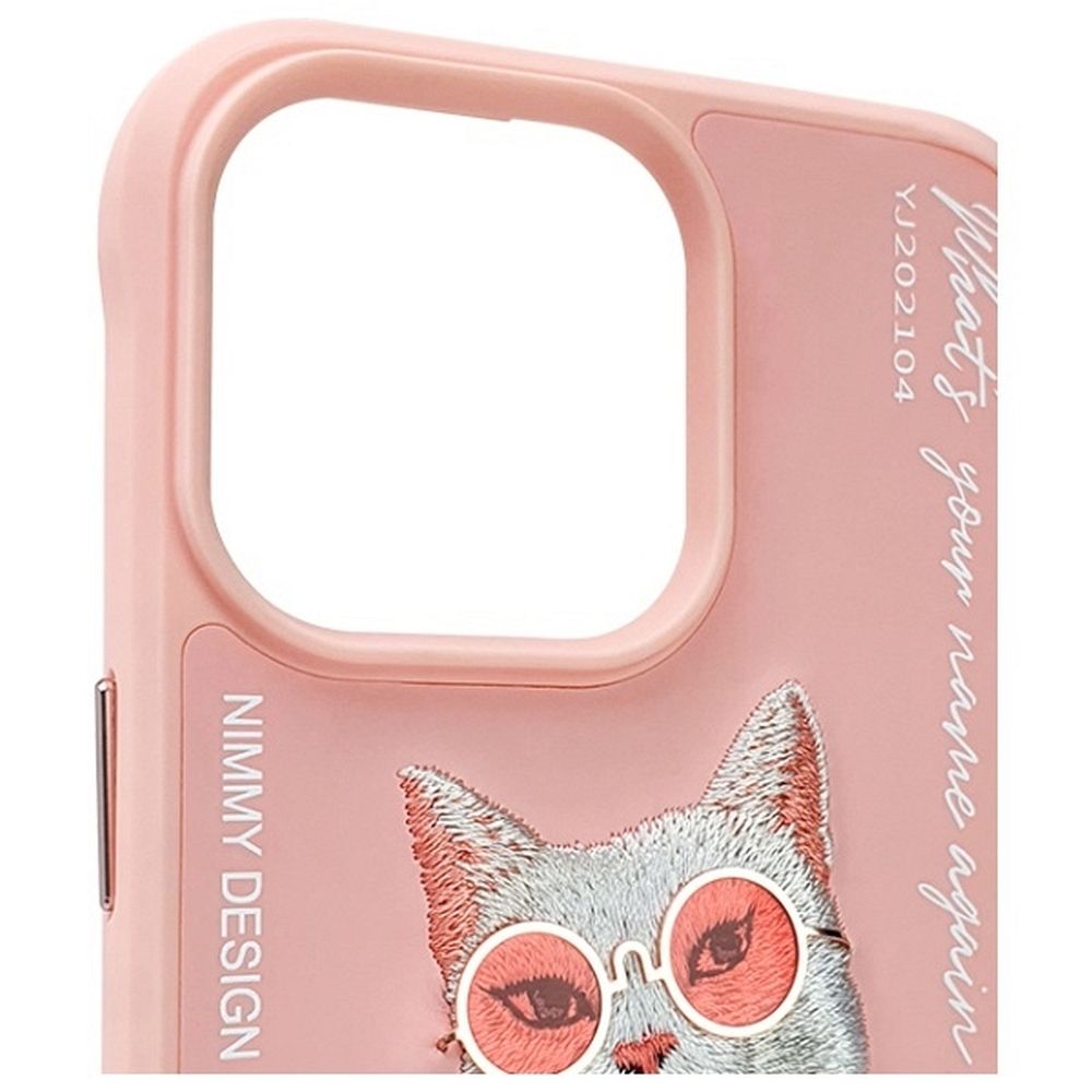 NIMMY case GLASSES COOL CAT for IPHONE 15 Pro pink