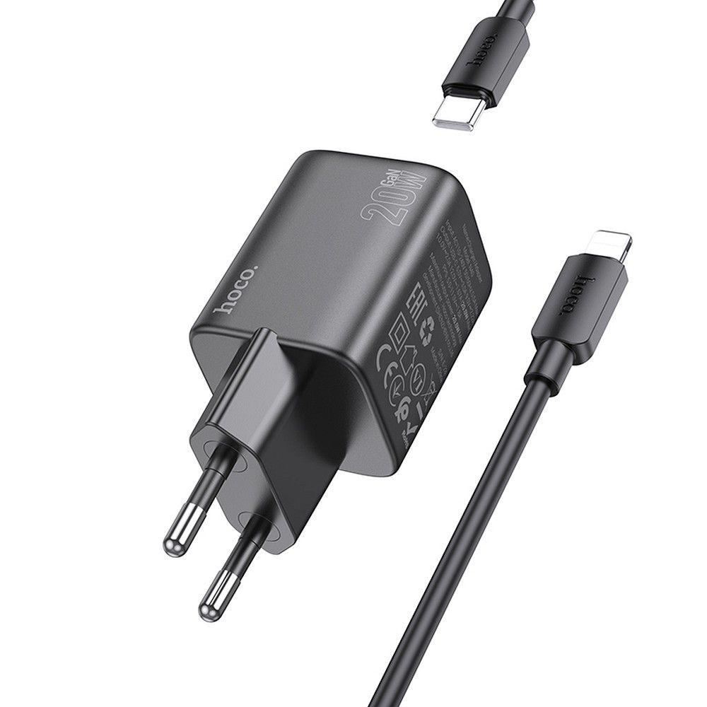 HOCO wall charger Type C + cable Type C to Lightning QC PD 20W N40 black