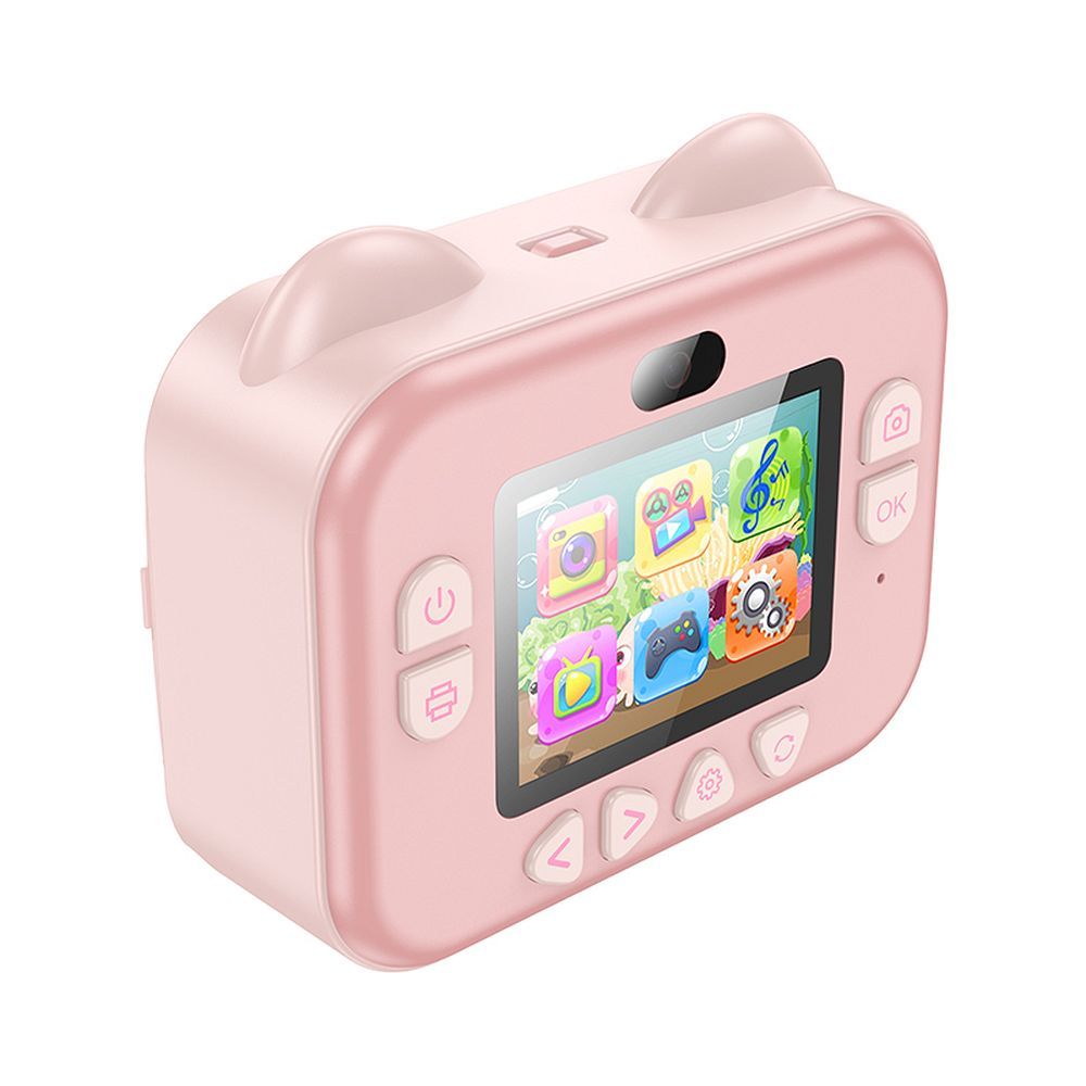 Digital kids camera with printer and selfie function Hoco 2,4" DV204 pink