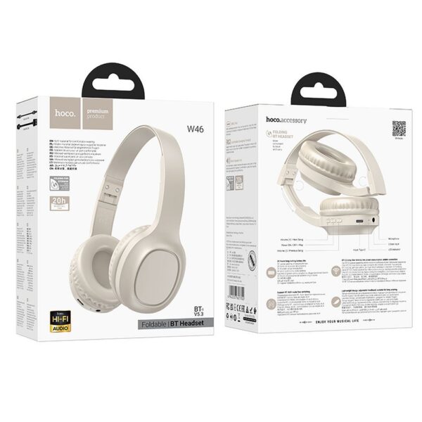 b7e62eeb5b7b207f4047e00b700bdbaa HOCO wireless headphones bluetooth W46 milky white