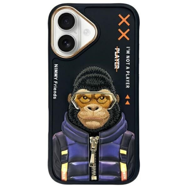 b92ef258443fdc219b769e8d2eb6e6b5 NIMMY case COOL&CUTE 2.0 Monkey for IPHONE 16 black