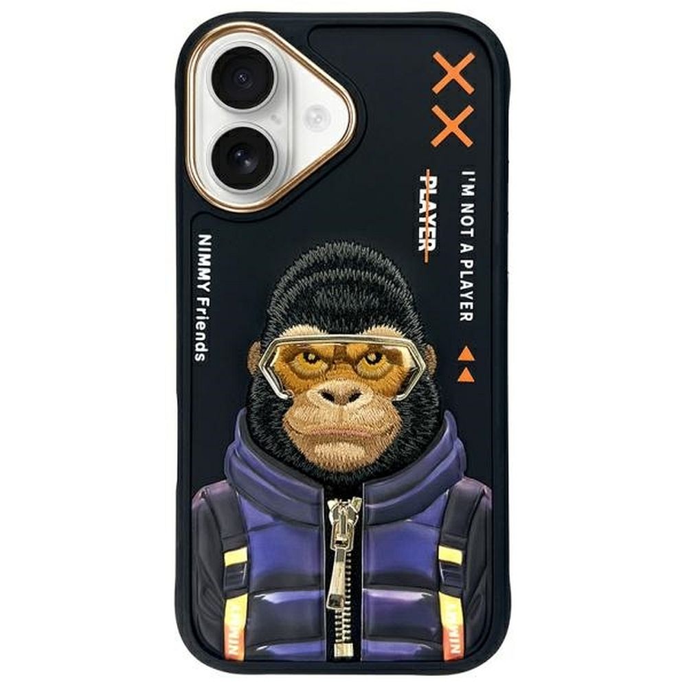 b92ef258443fdc219b769e8d2eb6e6b5 NIMMY case COOL&CUTE 2.0 Monkey for IPHONE 16 black