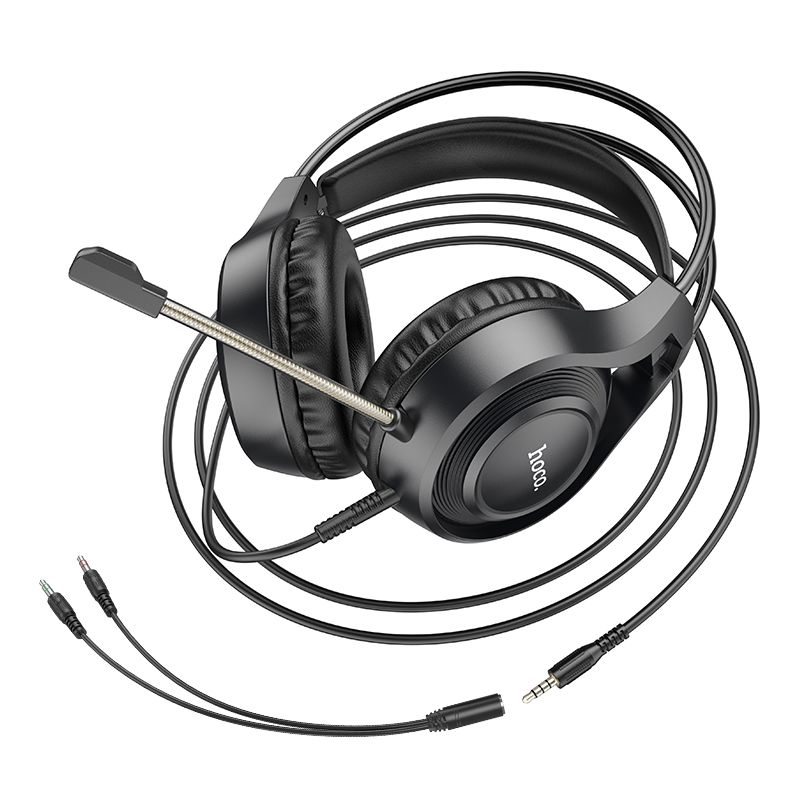 HOCO wire headphones Jack 3,5 mm with microphone W106 black
