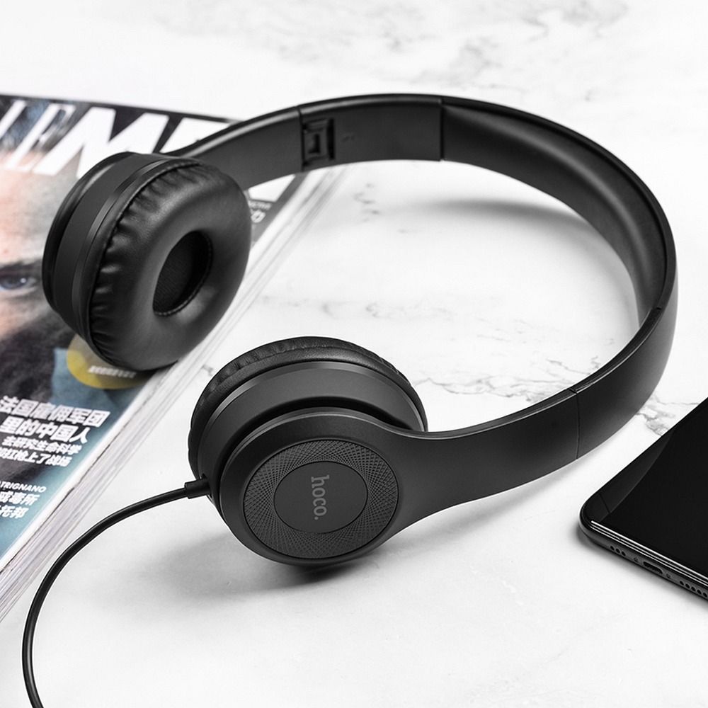 HOCO wire headphones Jack 3,5 mm with microphone W21 black
