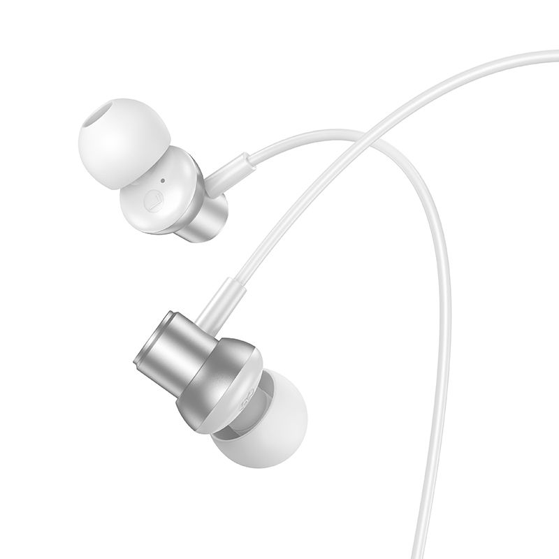 HOCO wire earphones Jack 3,5 mm with microphone M110 silver