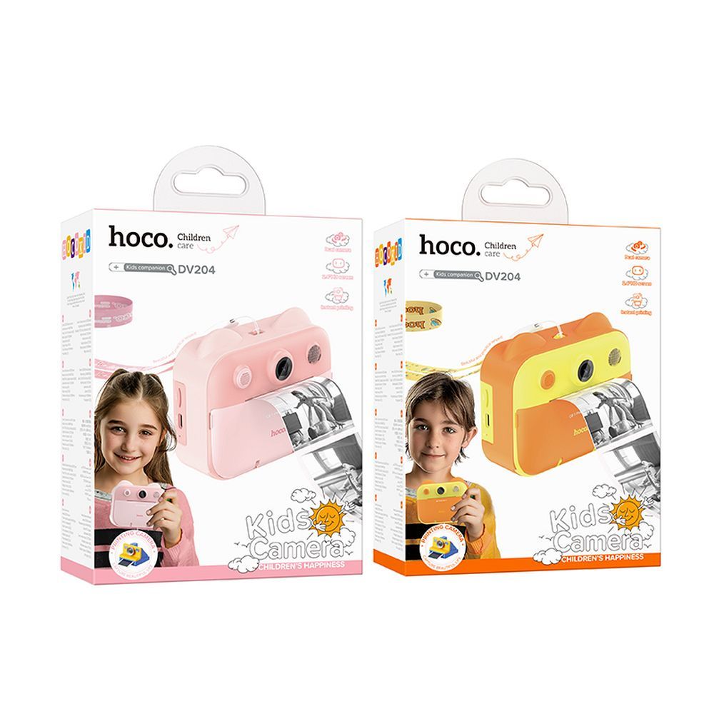 Digital kids camera with printer and selfie function Hoco 2,4" DV204 pink