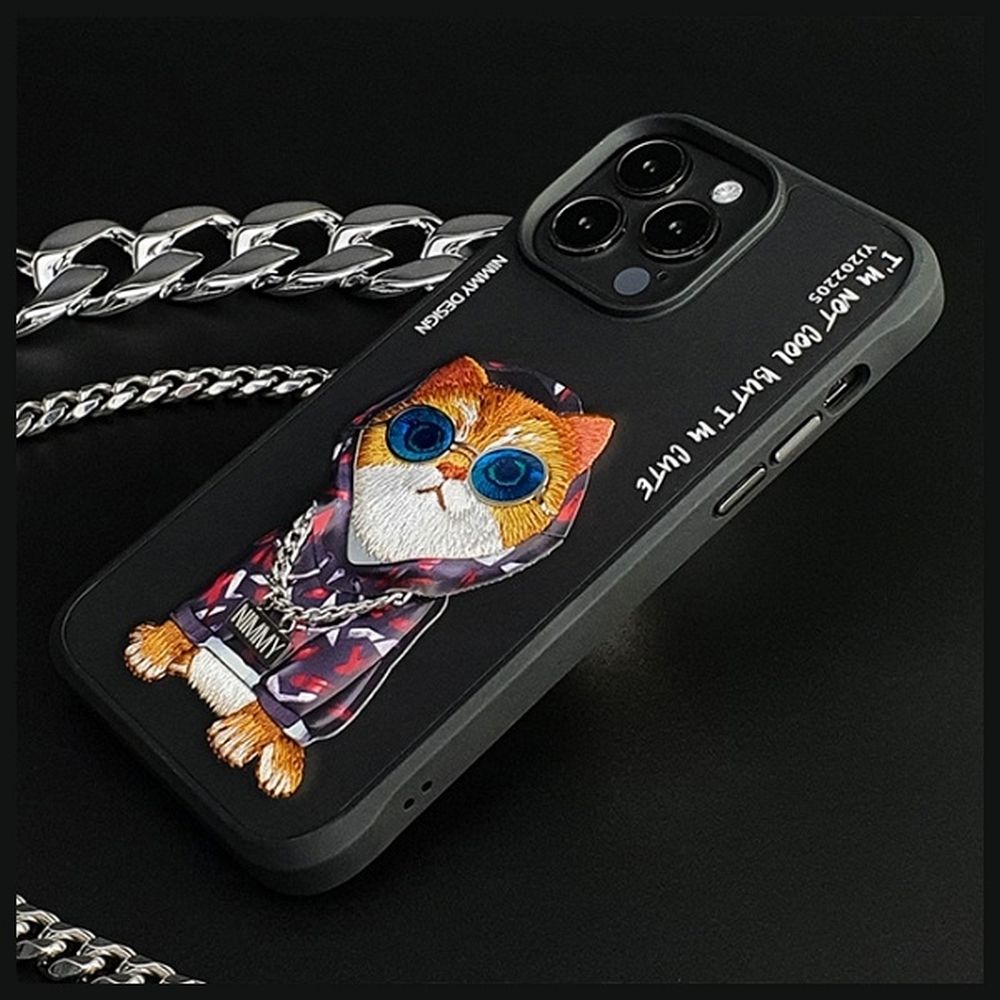 bd79120d8cb8a2bb11e3076e5c3b47a5 NIMMY case GLASSES COOL CAT for IPHONE 15 Pro black
