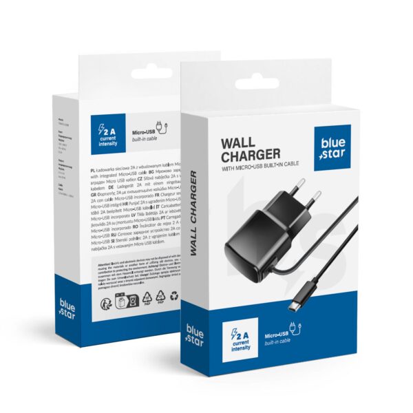 BLUE STAR travel charger 2A 10W with cable Micro USB TFK-TC-1100B black