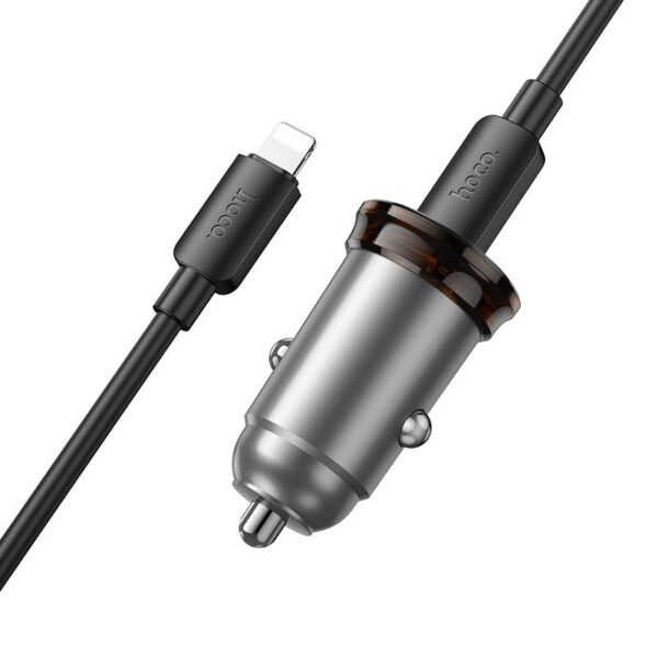 HOCO car charger Type C + cable Type C to Lightning PD QC 30W NZ16 metal gray