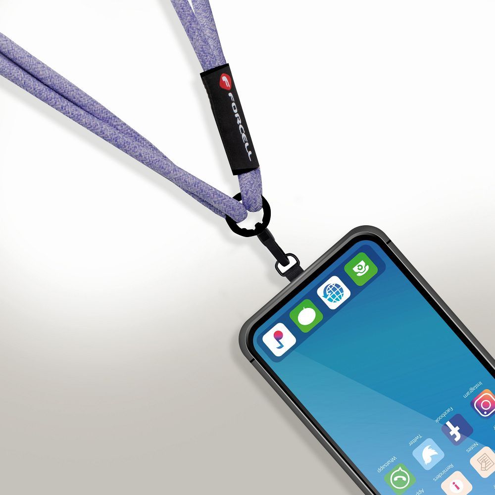 FORCELL F-DESIGN S10X165 crossbody phone lanyard with adjustable length (max 82,5cm in the loop) gray purple