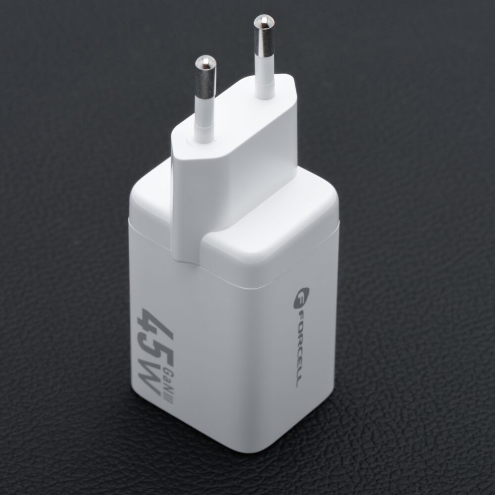FORCELL F-ENERGY Mini GaN III VT-36B travel charger with 2 x Type C sockets, PD QC4.0 45W white