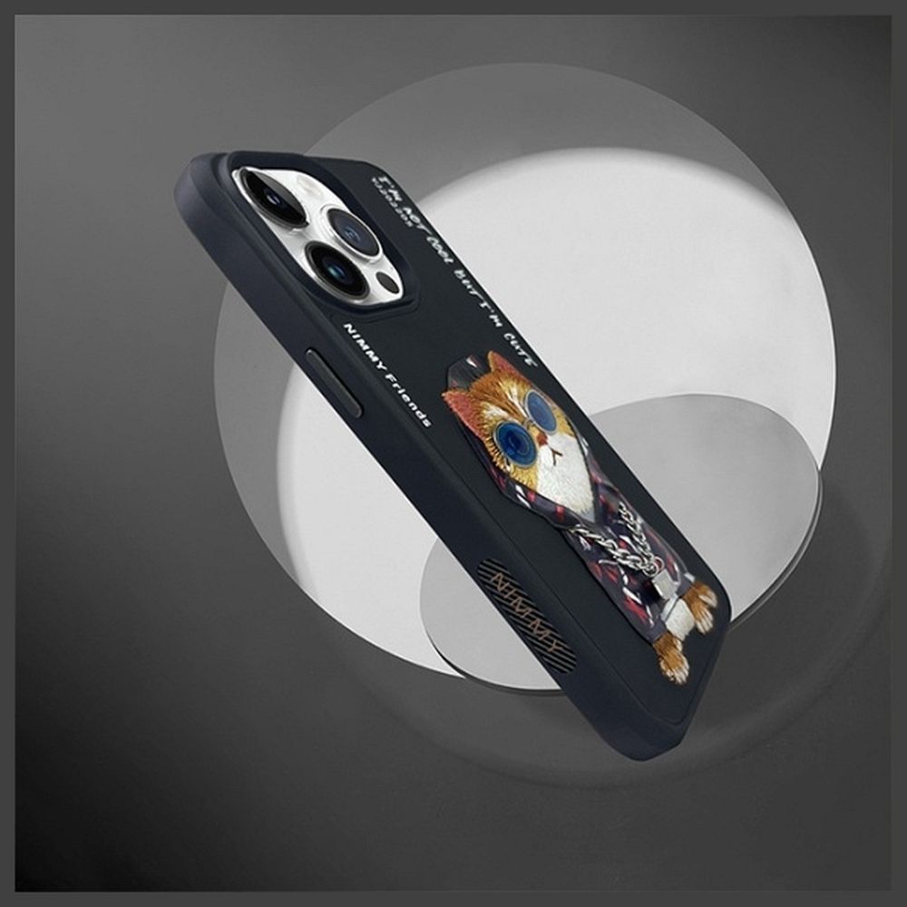 c73622d62b4e1a17d0191dbca18870c4 NIMMY case GLASSES COOL CAT for IPHONE 15 Pro black