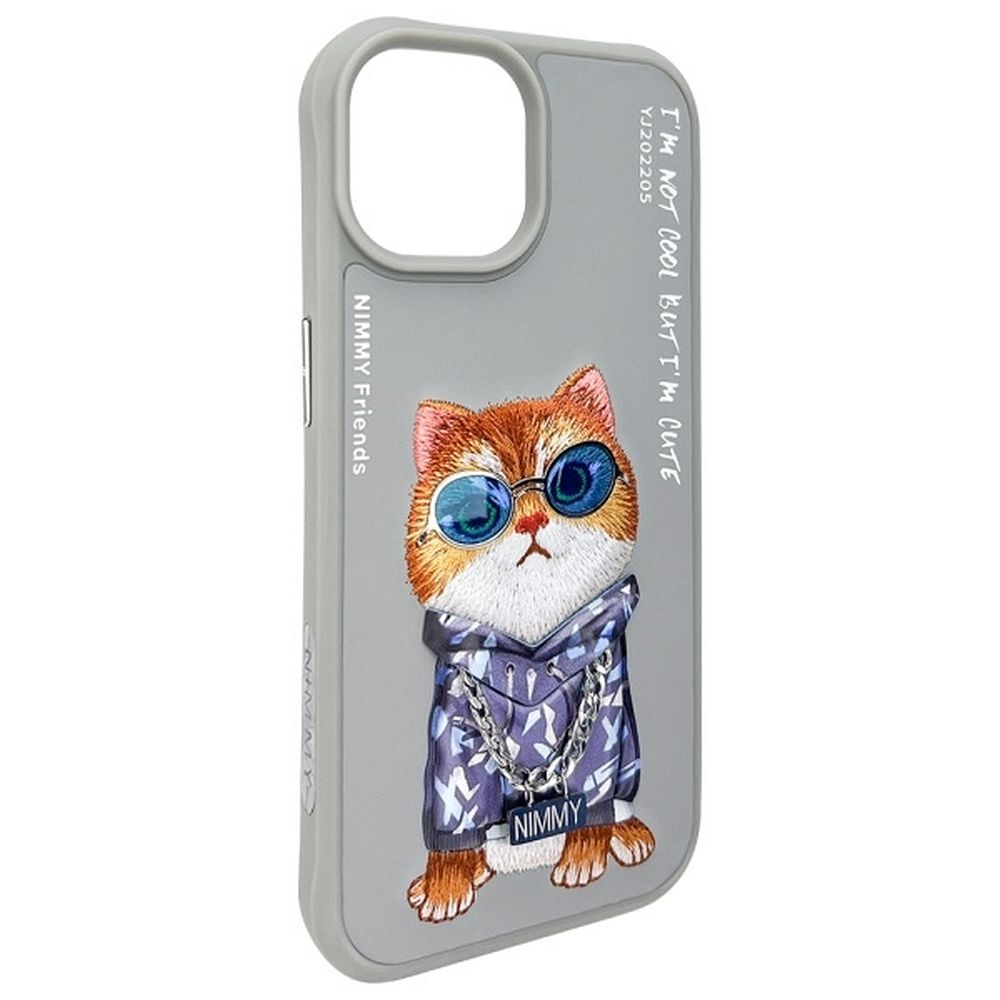 c814fe7a5cb42dd890667ce7a1407f33 NIMMY case GLASSES COOL CAT for IPHONE 15 gray