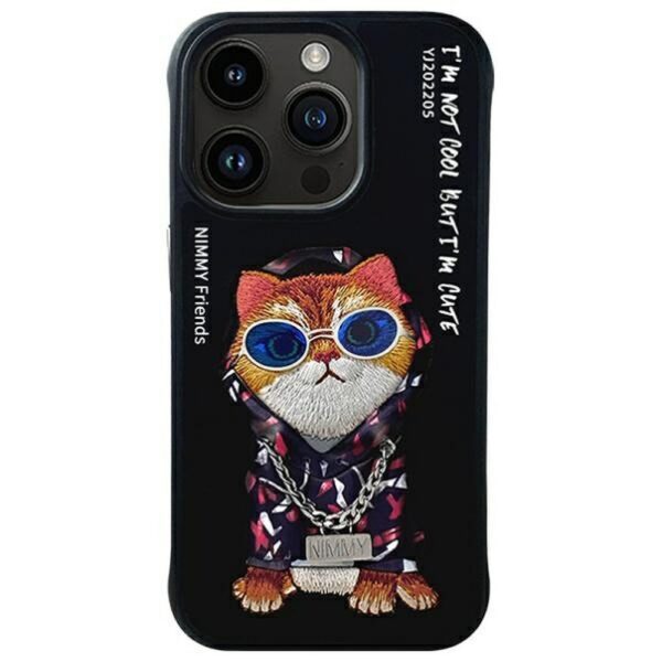 cca0abaae0fcf711eedf0cd9e45fe092 NIMMY case GLASSES COOL CAT for IPHONE 15 Pro Max black