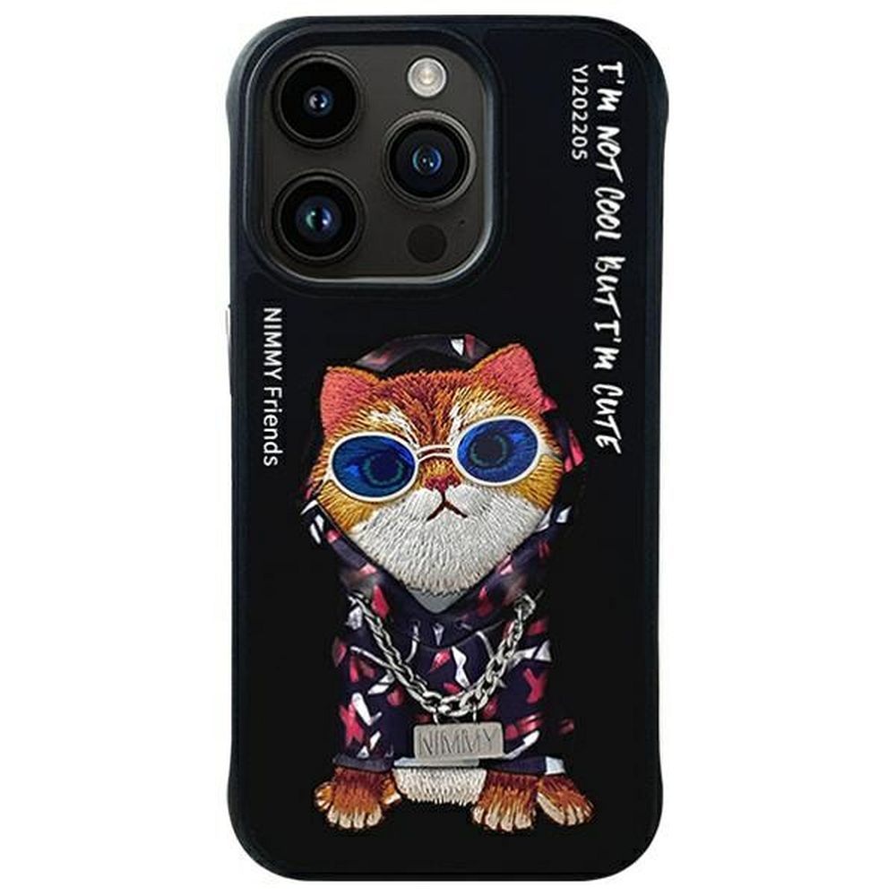 cca0abaae0fcf711eedf0cd9e45fe092 NIMMY case GLASSES COOL CAT for IPHONE 15 Pro Max black