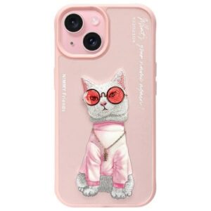 NIMMY case GLASSES COOL CAT for IPHONE 15 pink
