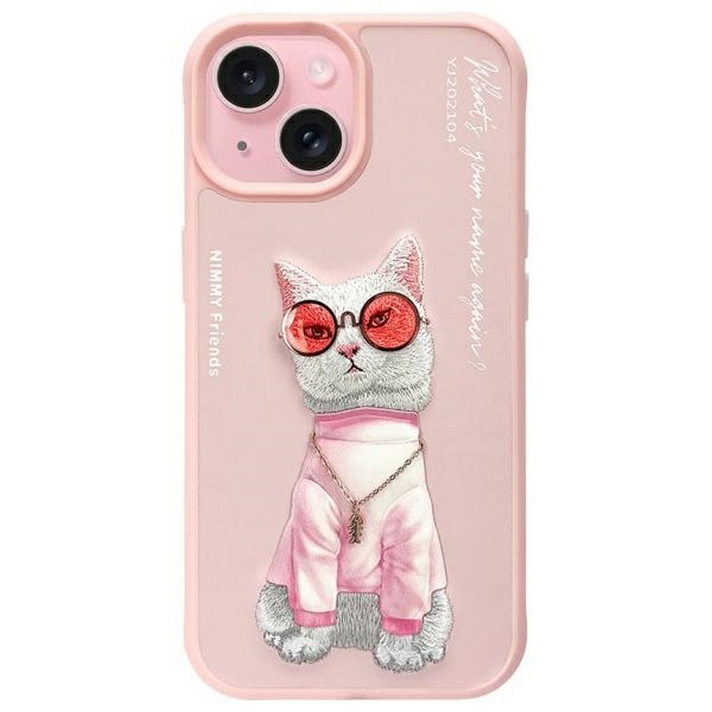 cf85656e92c5bda0c23ff9c447992e23 NIMMY case GLASSES COOL CAT for IPHONE 15 pink