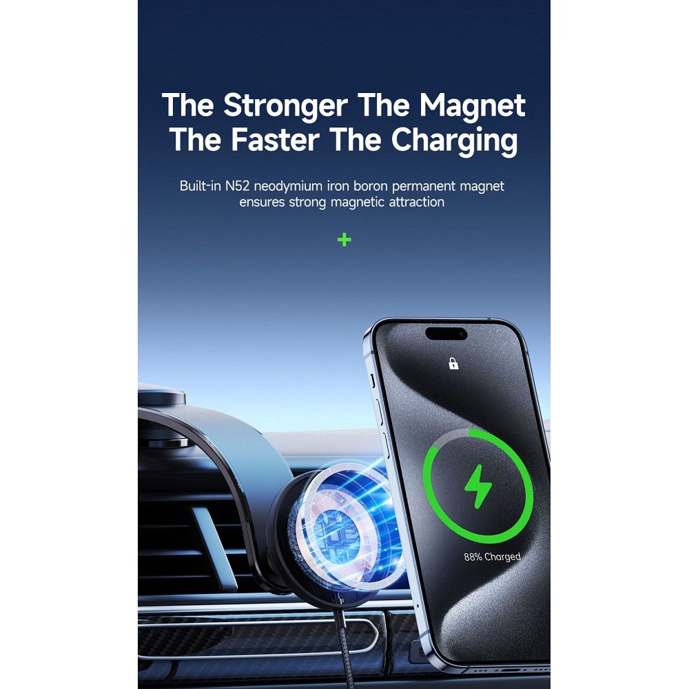 DUZZONA V4 - Dashboard Car Holder with Magnetic Wireless Charger 15W (Compatible with MagSafe and Qi2 charging)