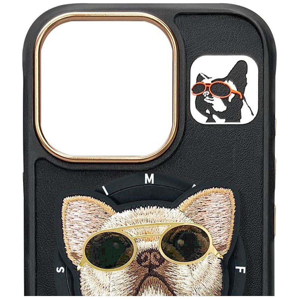 d1e2509970aff6849095104ac30b4ebb NIMMY case GLASSES COOL DOG compatible with MagSafe for IPHONE 16 Pro black