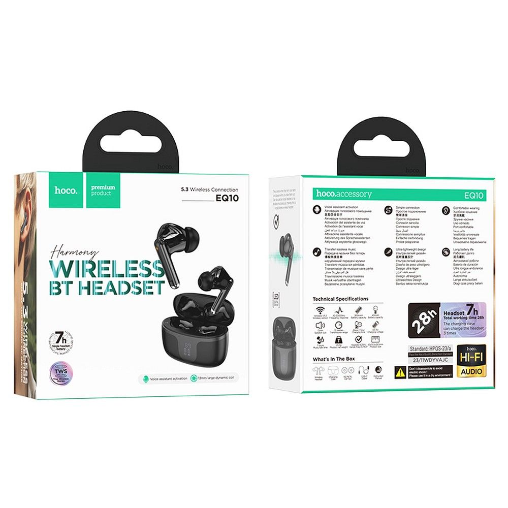 HOCO wireless earphones bluetooth TWS EQ10 black