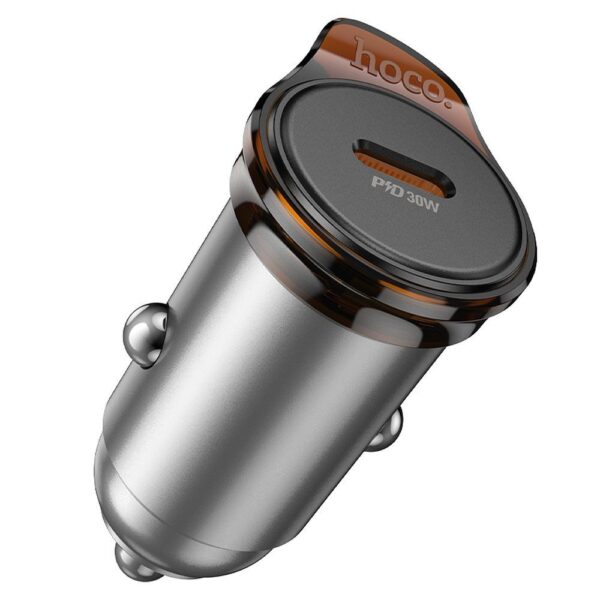 HOCO car charger 2 x Type C + cable Type C to Lightning PD QC 45W NZ16B metal gray