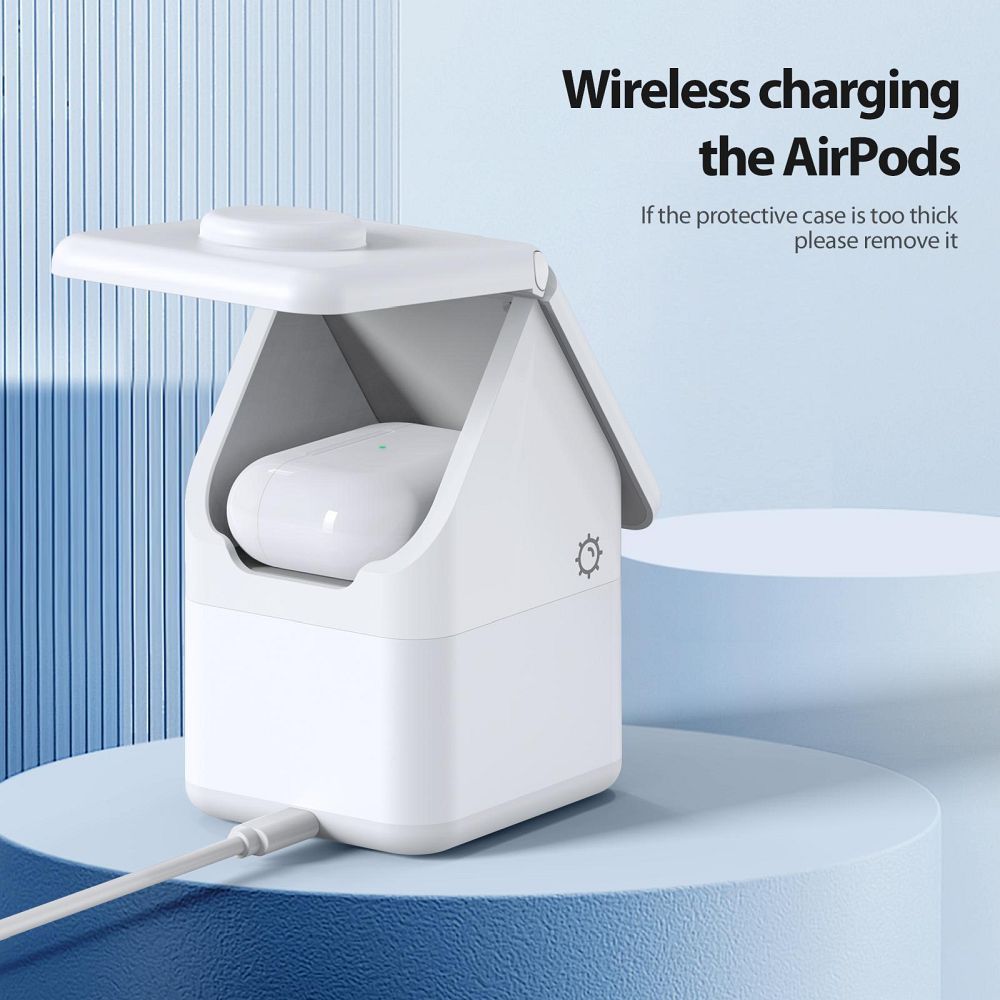 W20 4-in-1 House-shaped Magnetic Wireless Charger Stand 15W White