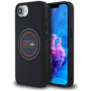 RED BULL case for IPHONE 16e (SE 4 2025) compatible with MagSafe RBHMPSE424PUMEVR (Meshed PU Logo and Red Ring) navy