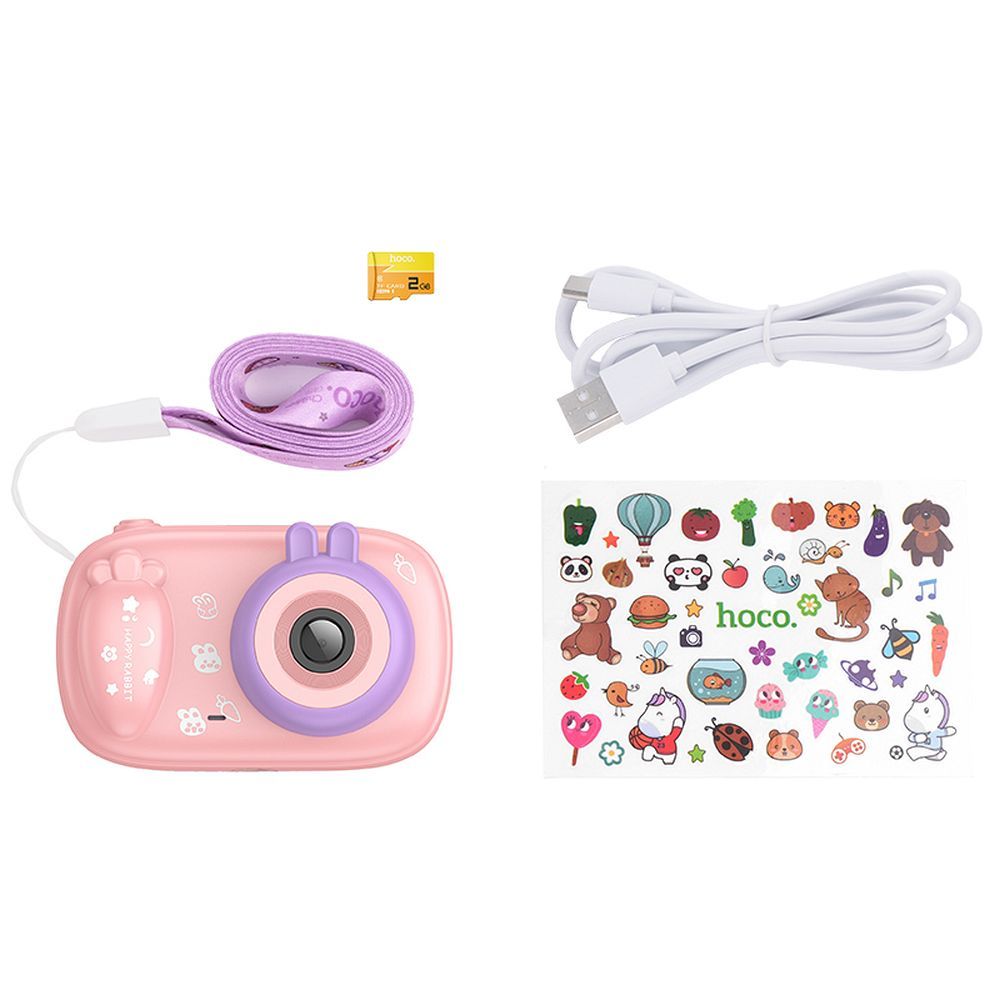 Digital kids camera with selfie function Hoco 1MP 2,0" HD Ready DV205 pink
