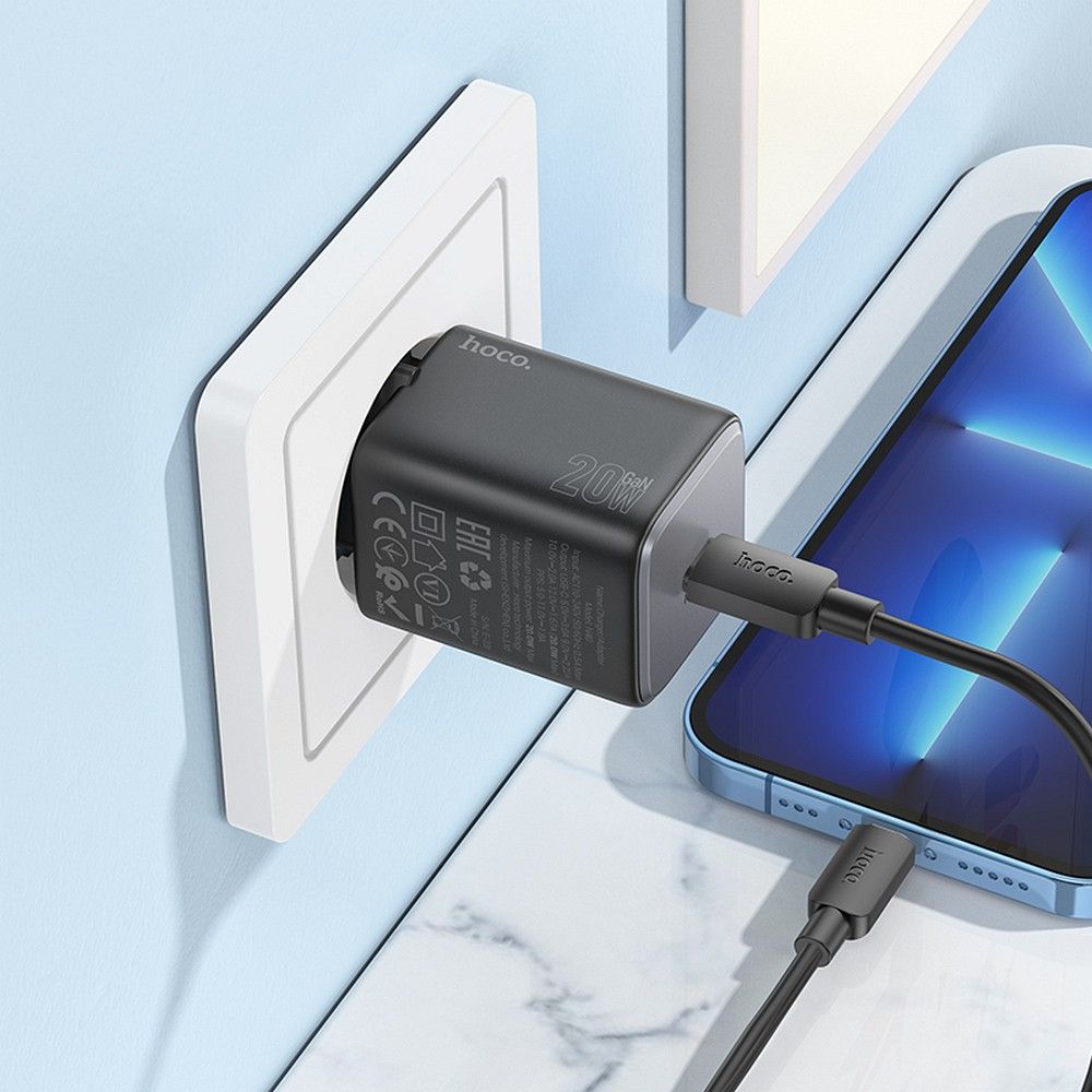 HOCO wall charger Type C + cable Type C to Lightning QC PD 20W N40 black