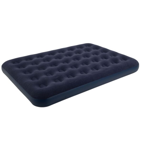 Inflatable double travel mattress with velvet finish + inflating pump 67002 blue