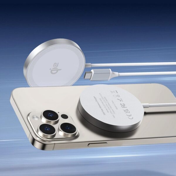 DUZZONA wireless charger compatible with MagSafe 15W and Qi2 charging standard W18 white