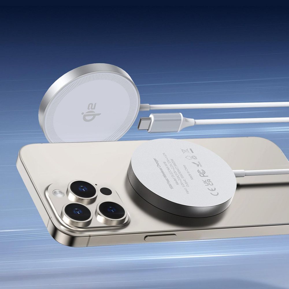 DUZZONA wireless charger compatible with MagSafe 15W and Qi2 charging standard W18 white