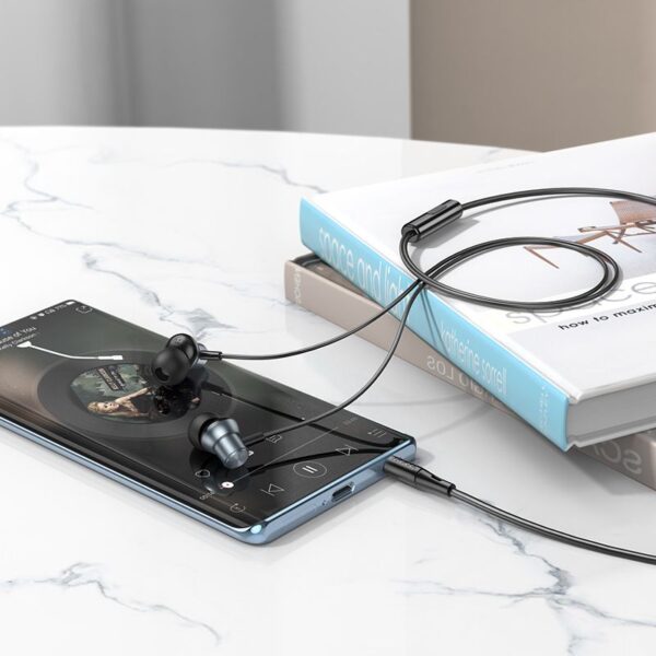 HOCO wire earphones Jack 3,5 mm with microphone M110 metal gray