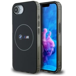 BMW case for IPHONE 16e (SE 4 2025) compatible with MagSafe BMHMPSE424HBMKH (IML Metal White Circle) black