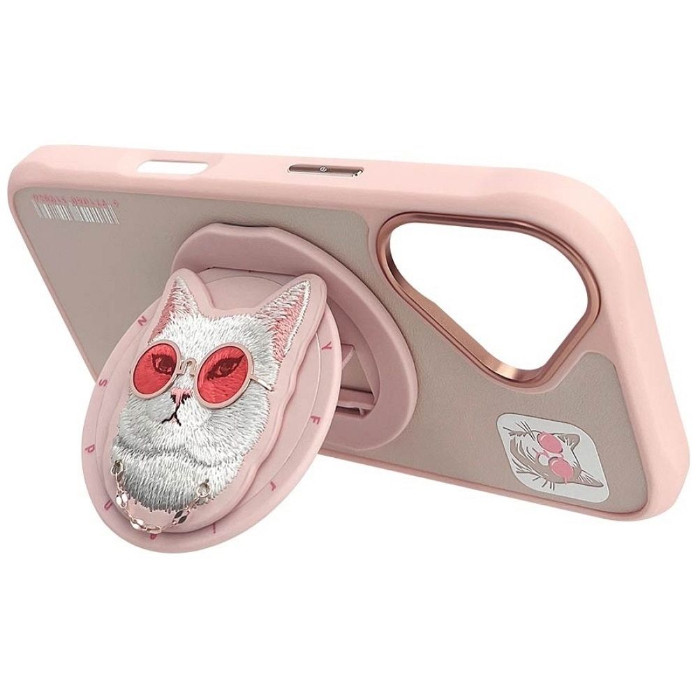 e50278d81312cdef3dfc5cb683613936 NIMMY case GLASSES COOL CAT compatible with MagSafe for IPHONE 16 pink