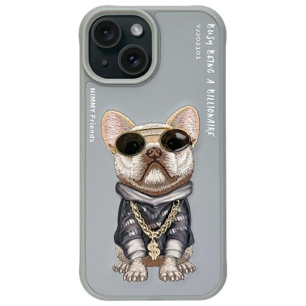 e5e25e720119b0404abee511179b70ad NIMMY case GLASSES COOL DOG for IPHONE 15 gray