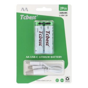 e6a0bc29fdd3b7e63e764f4352cfcc44 TCBEST rechargable battery R6 (AA) 1600 mAh with socket Type C + cable USB A to 2 x Type C 2 pcs