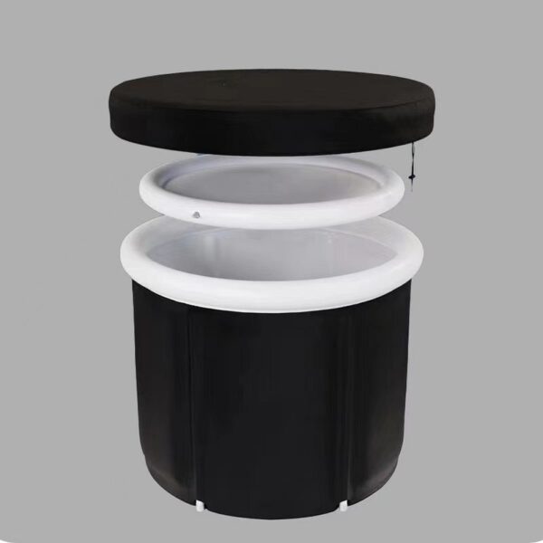 Foldable portable inflatable bathtub 75 x 75 cm black