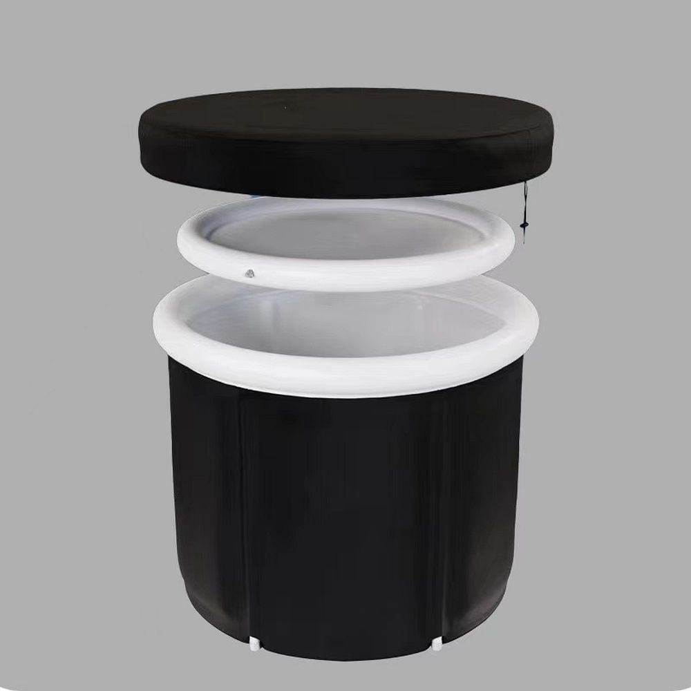 Foldable portable inflatable bathtub 75 x 75 cm black