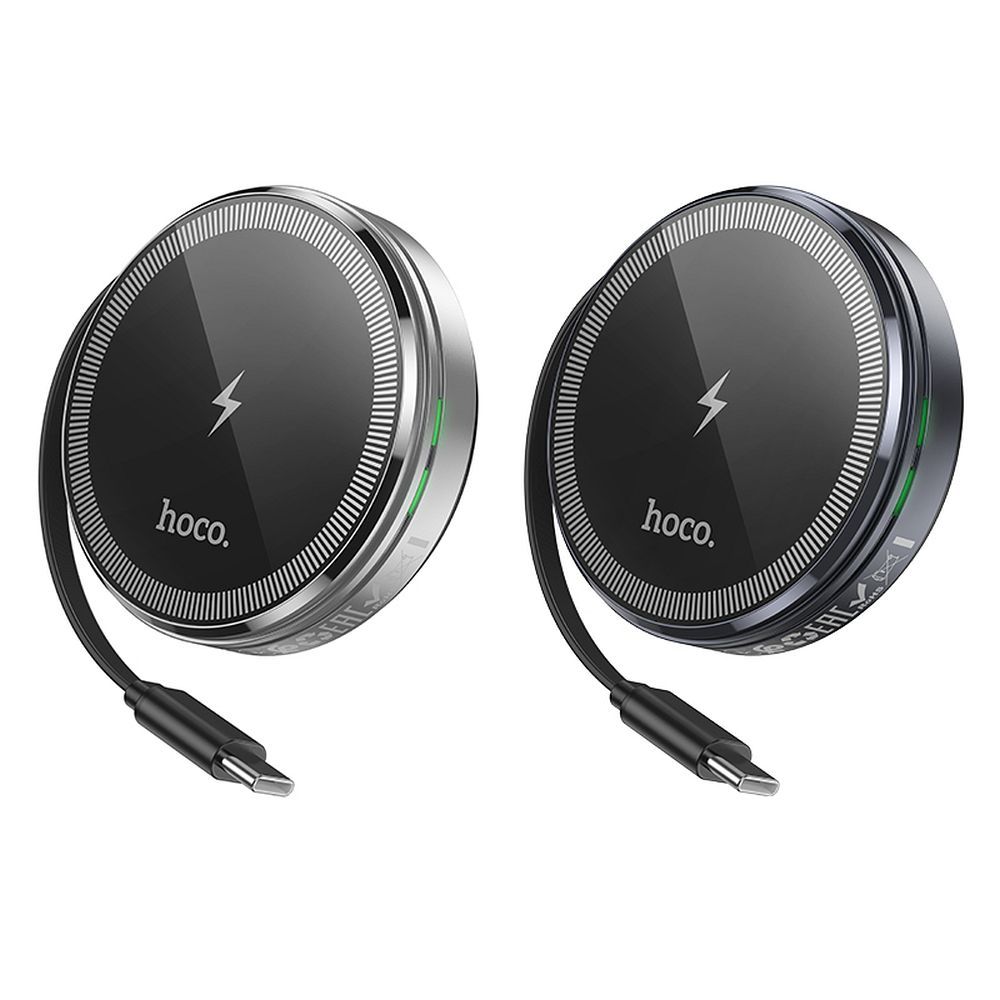 HOCO wireless charger with retractable cable Type C compatible with MagSafe and APPLE Watch 15W CQ18 silver