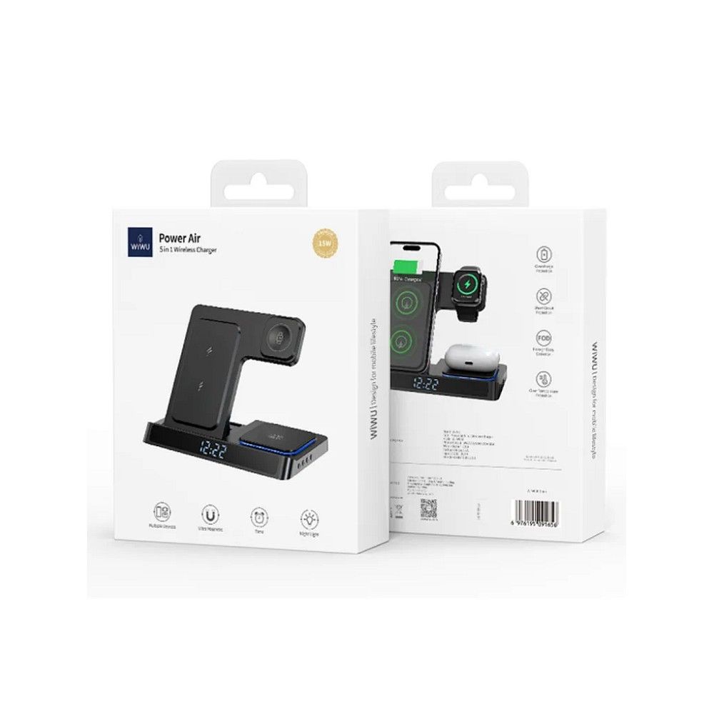 WiWU - Wireless Charger with alarm clock Wi-C006 Power Air 5in1