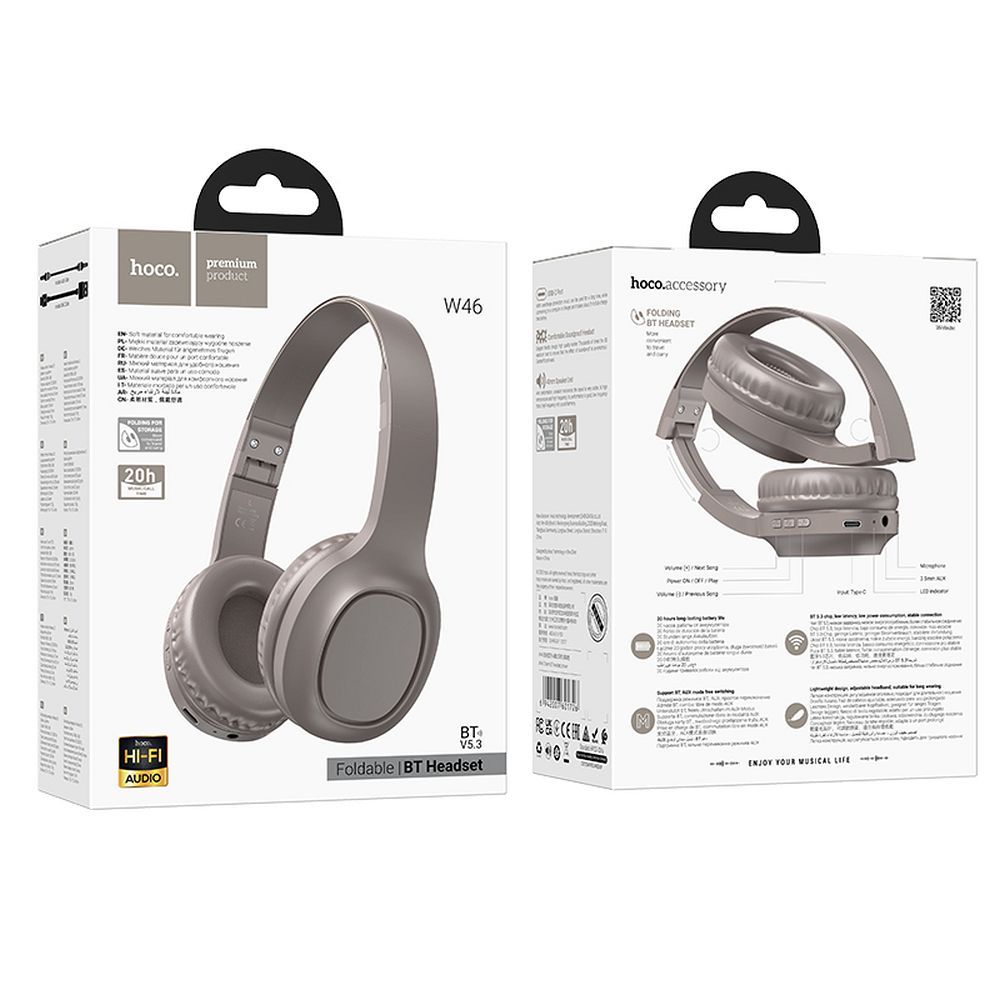 ec379327a9066b9e028f9e8269838989 HOCO wireless headphones bluetooth W46 brown