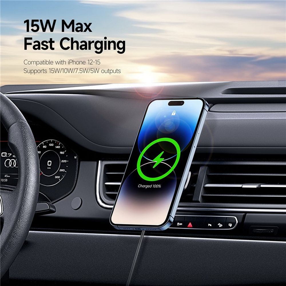 DUZZONA car holder with wireless charging for air vet compatible with MagSafe 15W V2 black