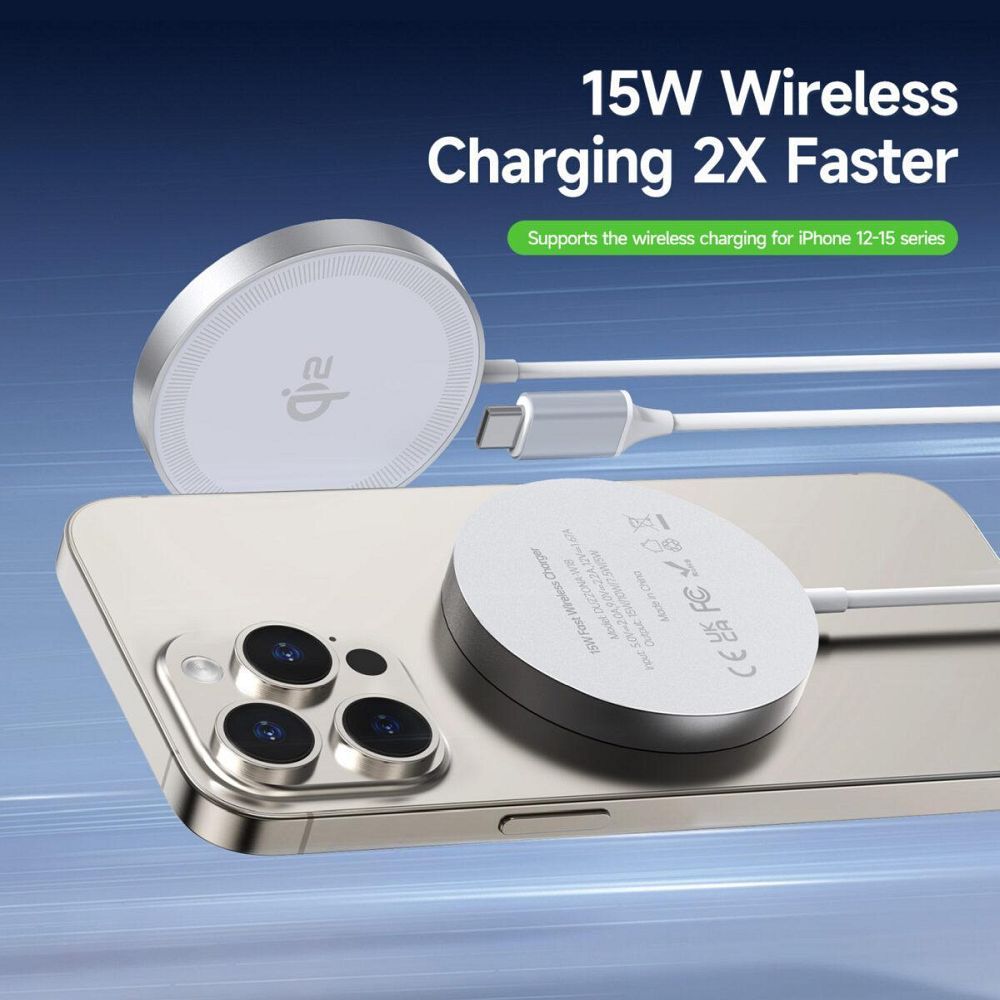 DUZZONA wireless charger compatible with MagSafe 15W and Qi2 charging standard W18 white