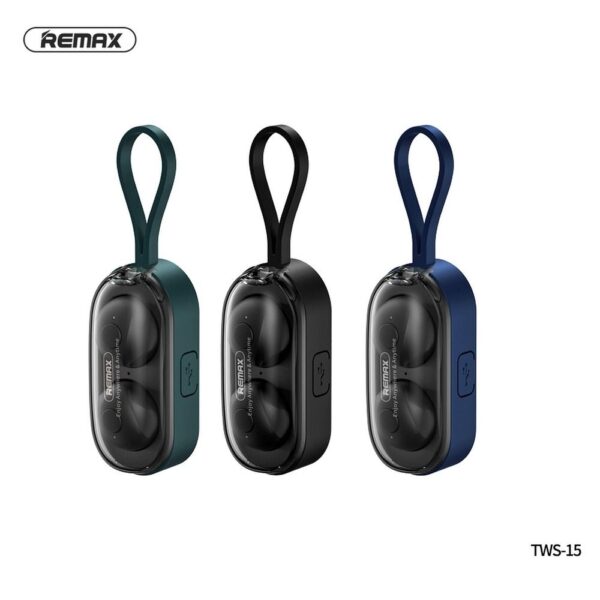 REMAX wireless stereo earbuds TWS-15 with docking station in smartband green