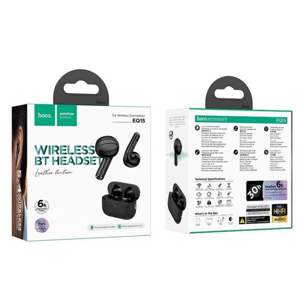 HOCO wireless earphones bluetooth TWS EQ15 black