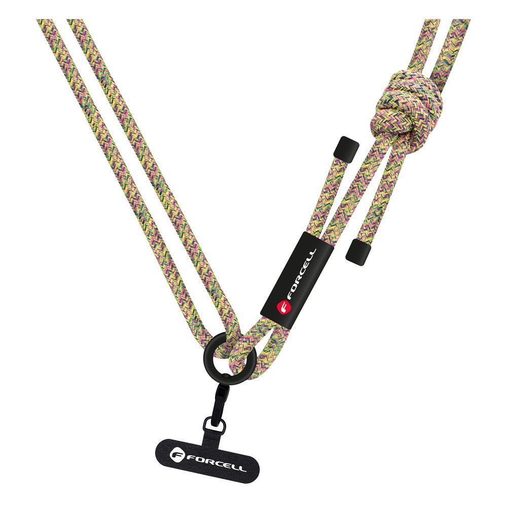 FORCELL F-DESIGN S10X165 crossbody phone lanyard with adjustable length (max 82,5cm in the loop) green pink purple